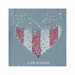 Women's Heart Stars And Stripes V- Neck Short Sleeve Crusher T- Shirt