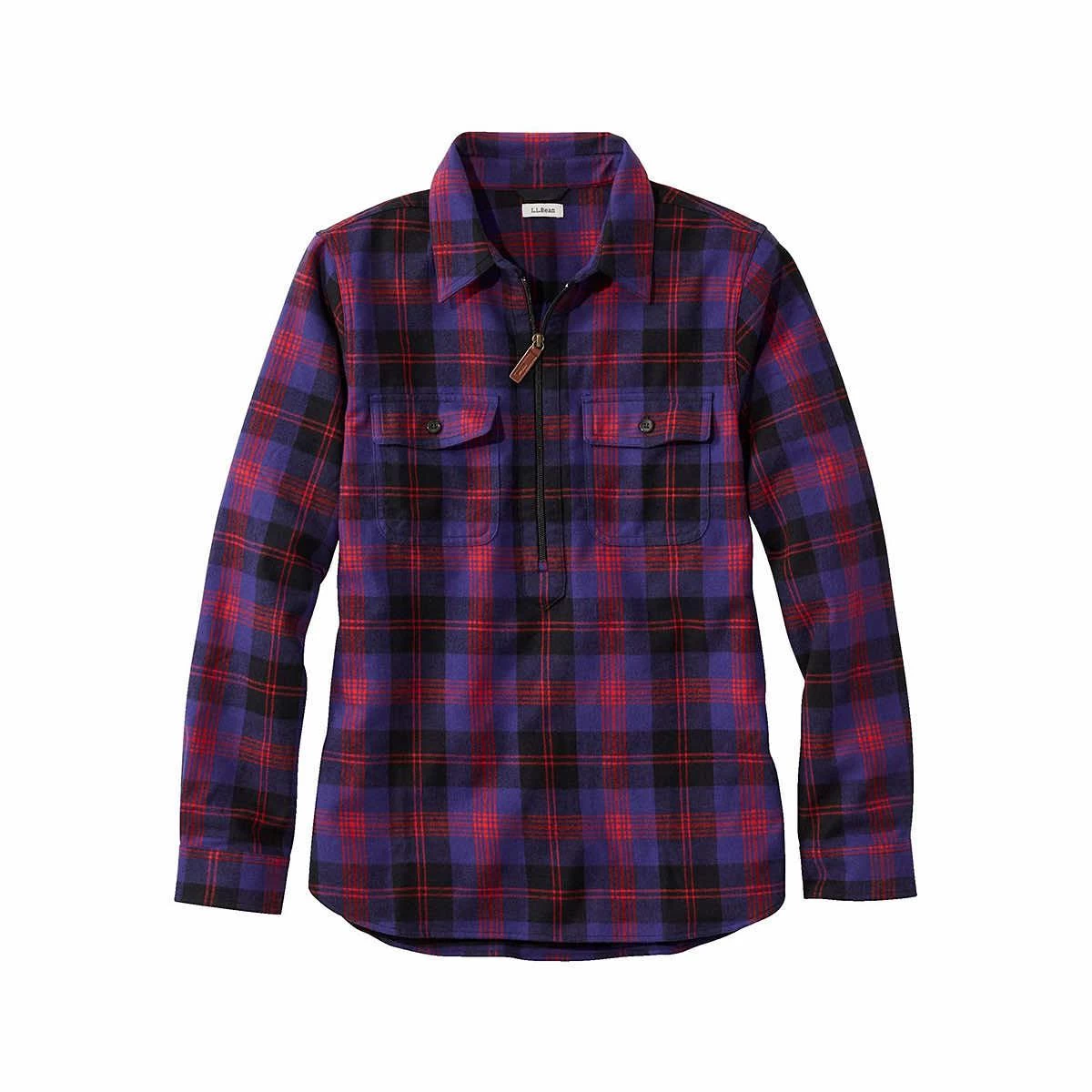 L.L.Bean Women's Scotch Plaid Flannel Quarter Zip Long Sleeve Shirt 4 L.L.Bean Women's Scotch Plaid Flannel Quarter Zip Long Sleeve Shirt - Image 2