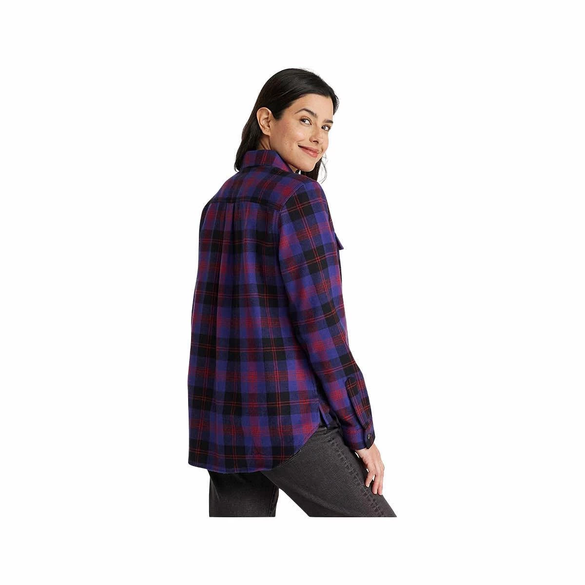 L.L.Bean Women's Scotch Plaid Flannel Quarter Zip Long Sleeve Shirt 5 L.L.Bean Women's Scotch Plaid Flannel Quarter Zip Long Sleeve Shirt - Image 3