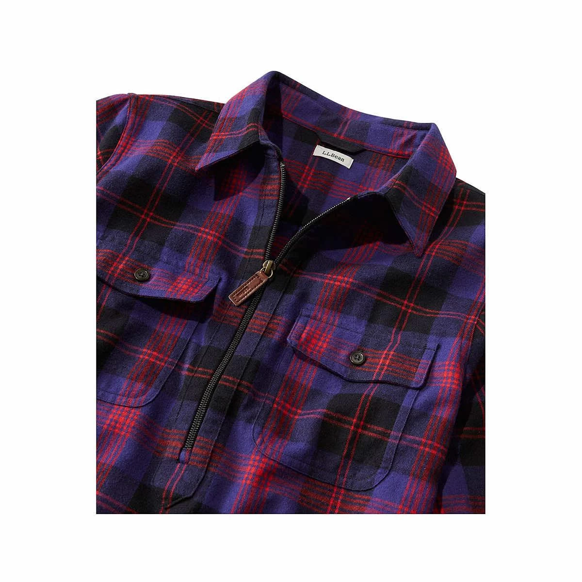 L.L.Bean Women's Scotch Plaid Flannel Quarter Zip Long Sleeve Shirt 6 L.L.Bean Women's Scotch Plaid Flannel Quarter Zip Long Sleeve Shirt - Image 4