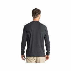 Men's Bamboo Flex Long Sleeve Henley Shirt -Casual Wear Shop 230358BLACK SANDalt1