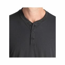 Men's Bamboo Flex Long Sleeve Henley Shirt -Casual Wear Shop 230358BLACK SANDalt2