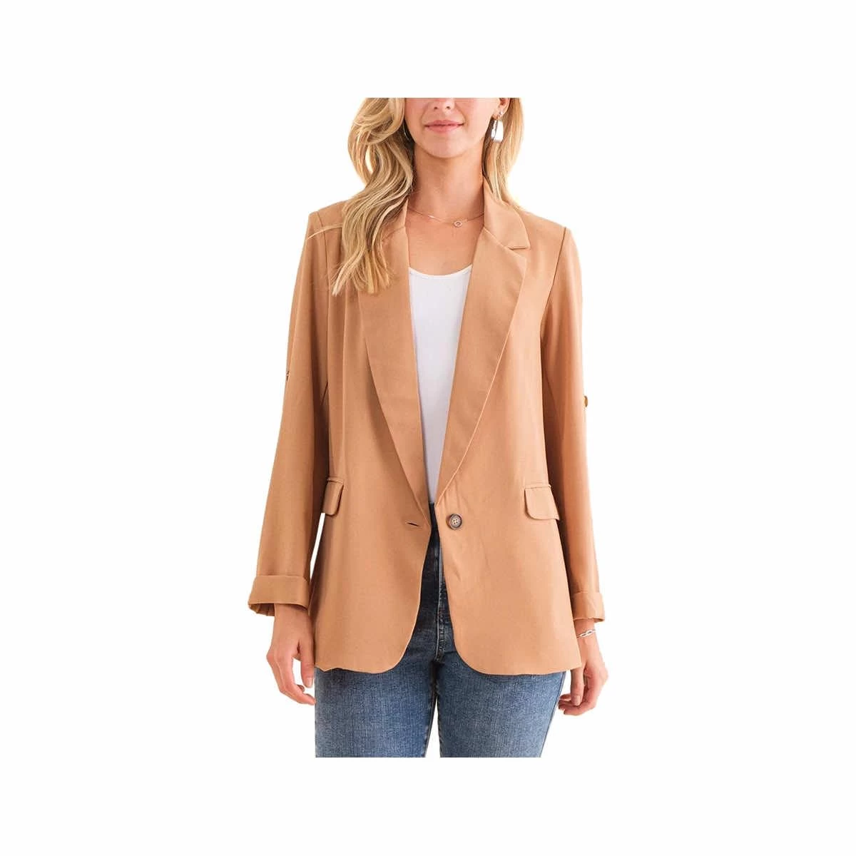 Women's Roll Sleeve Blazer - Curvy 4 Women's Roll Sleeve Blazer - Curvy - Image 2