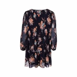 Women's V- Neck Pleated Tunic Top - Curvy