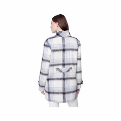 Women's Plaid Brushed Wool Funnel Collar Coat