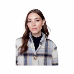 Women's Plaid Brushed Wool Funnel Collar Coat -Casual Wear Shop 233052SNOWFLAKEalt3