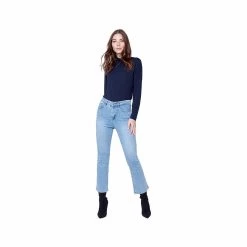 Women's Stretch Denim Bootleg Jeans -Casual Wear Shop 233061LT BLUEalt3