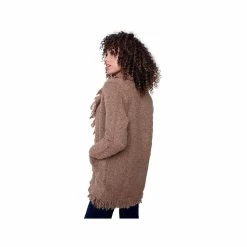 Women's Fringed Shawl- Neck Boucle Cardigan -Casual Wear Shop 233099TRUFFLEalt2