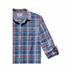 Men's Woodway Vintage Wash Long Sleeve Shirt 8 Men's Woodway Vintage Wash Long Sleeve Shirt -Casual Wear Shop 233144NVY ORG BLUEalt3