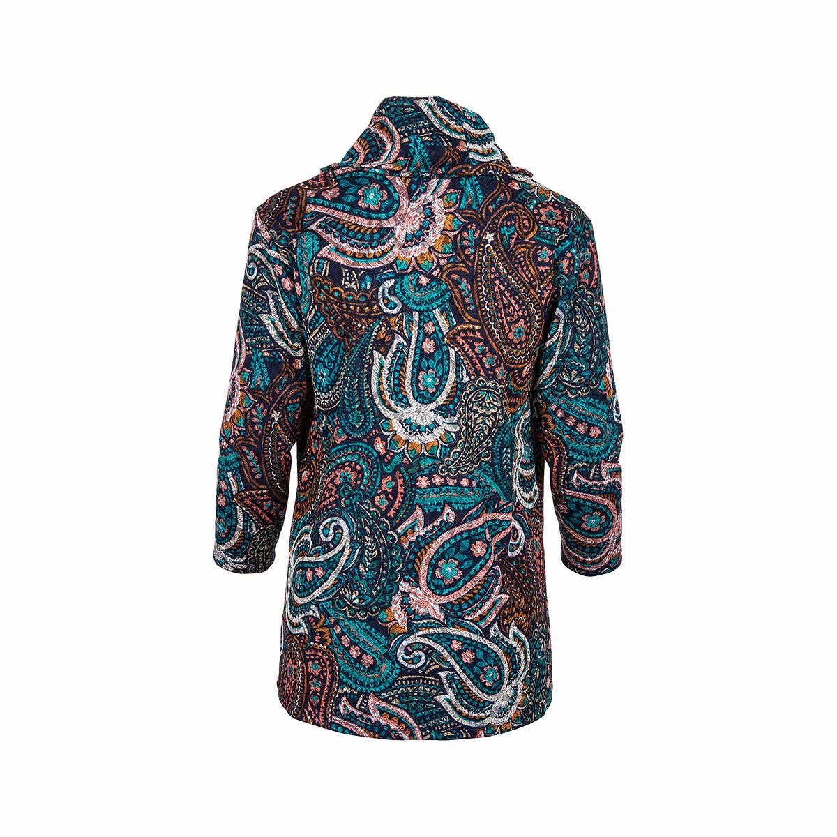 Women's Jacquard Cowl Neck 3/4 Sleeve Top