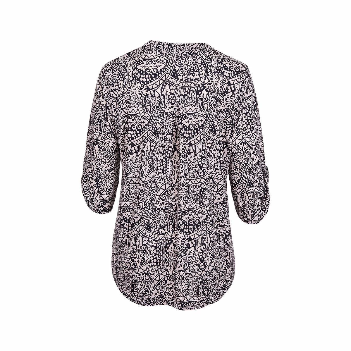Women's Printed Lizzy 3/4 Sleeve Top - Curvy 4 Women's Printed Lizzy 3/4 Sleeve Top - Curvy - Image 3