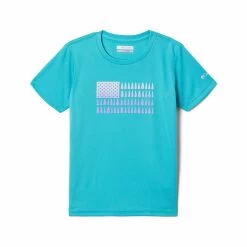 Columbia Girls ' Mirror Creek Short Sleeve T- Shirt -Casual Wear Shop 73759 337 GEYSER l