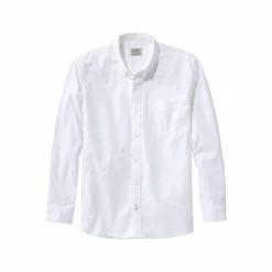 L.L.Bean Men's Comfort Stretch Long Sleeve Oxford Shirt -Casual Wear Shop 73789 WHITE l