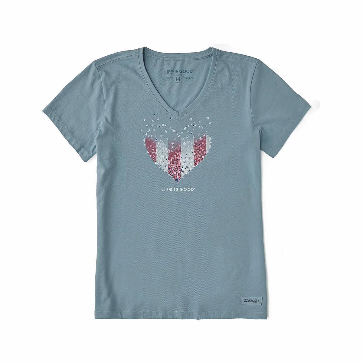 Women's Heart Stars And Stripes V- Neck Short Sleeve Crusher T- Shirt 4 Women's Heart Stars And Stripes V- Neck Short Sleeve Crusher T- Shirt - Image 2