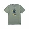 Men's Stop And Listen Crusher Lite T- Shirt -Casual Wear Shop 73950 MOSS GREEN l