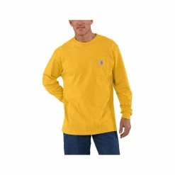Carhartt Men's Loose Fit Heavyweight Long Sleeve Pocket T- Shirt -Casual Wear Shop 74744 HONEYCOMB HEATHER l