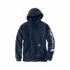 Carhartt Men's Loose Fit Midweight Logo Sleeve Graphic Hoodie 1 Carhartt Men's Loose Fit Midweight Logo Sleeve Graphic Hoodie -Casual Wear Shop 74748 NEW NAVY l