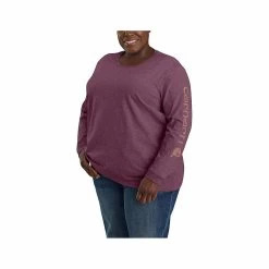 Carhartt Women's Loose Fit Heavyweight Logo Long Sleeve T- Shirt - Curvy