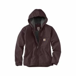 Carhartt Women's Loose Fit Washed Duck Sherpa- Lined Hooded Jacket - Curvy