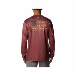 Columbia Men's Phg Terminal Shot Game Flag Long Sleeve Shirt -Casual Wear Shop 74795 RED ROCKS l