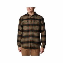 Columbia Men's Deschutes River Heavyweight Flannel Shirt -Casual Wear Shop 74801 STONE GREEN l