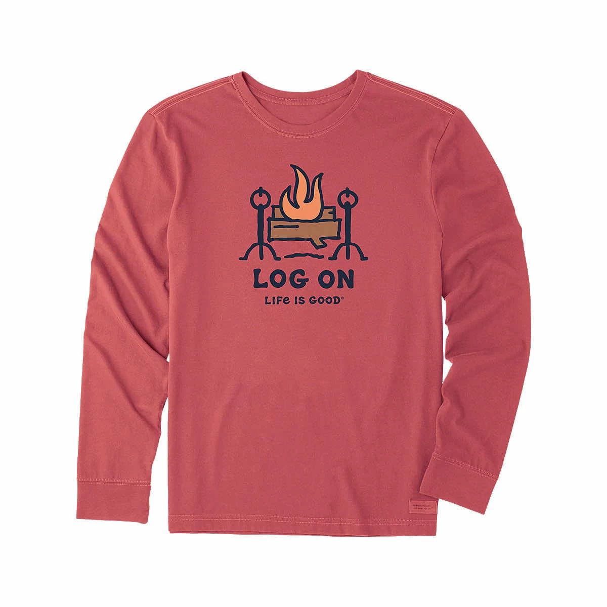 Men's Log On Fireplace Long Sleeve Crusher T- Shirt 4 Men's Log On Fireplace Long Sleeve Crusher T- Shirt - Image 2