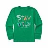 Kids ' Stay Wild Long Sleeve Crusher T- Shirt -Casual Wear Shop 74983 KELLY GREEN l