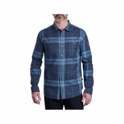 KUHL Men's Fugitive Flannel Long Sleeve Shirt -Casual Wear Shop 74999 BLUE STORM l