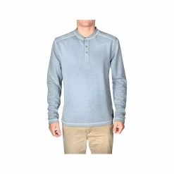 Men's Stretch Jersey Long Sleeve Henley Top 22 Men's Stretch Jersey Long Sleeve Henley Top -Casual Wear Shop 75347 BLUE STONE l
