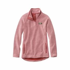 L.L.Bean Women's Quarter- Snap Tumbled Long Sleeve Sherpa Sweater -Casual Wear Shop 75359 ROSEWOOD l