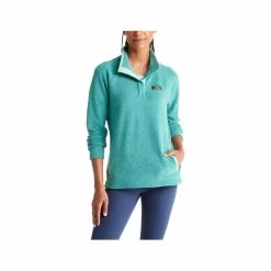 L.L.Bean Women's Quarter- Snap Tumbled Long Sleeve Sherpa Sweater -Casual Wear Shop 75359 WARM TEAL l