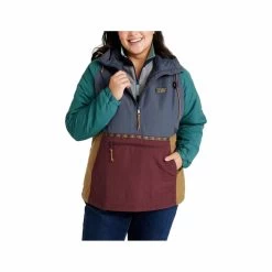 L.L.Bean Women's Mountain Classic Insulated Anorak Jacket - Curvy -Casual Wear Shop 75372 GUNMETAL BURGUNDY l