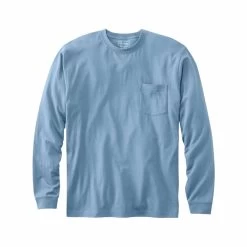 L.L.Bean Men's Carefree Unshrinkable Long Sleeve Pocket T- Shirt 8 L.L.Bean Men's Carefree Unshrinkable Long Sleeve Pocket T- Shirt -Casual Wear Shop 75375 DELTA BLUE l