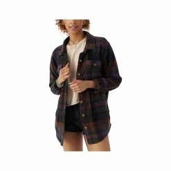 ONeill Women's Collins Oversized Superfleece Long Sleeve Plaid Shirt -Casual Wear Shop 75682 BLACK BLK l