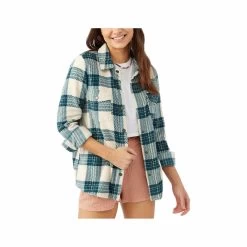 ONeill Women's Zuma Fleece Flannel Shirt -Casual Wear Shop 75686 SLATE SLT l