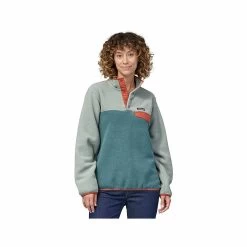 Patagonia Women's Lightweight Synchilla Snap- T Fleece Pullover -Casual Wear Shop 75869 GREEN NGSL l