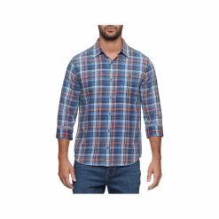 Men's Woodway Vintage Wash Long Sleeve Shirt 9 Men's Woodway Vintage Wash Long Sleeve Shirt -Casual Wear Shop 75909 NVY ORG BLUE l