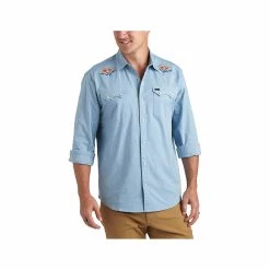 Men's Crosscut Deluxe Long Sleeve Snapshirt -Casual Wear Shop 76007 POPPIES l