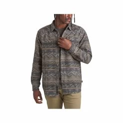 Men's Sheridan Jacquard Long Sleeve Flannel Shirt -Casual Wear Shop 76009 PENCIL LEAD l