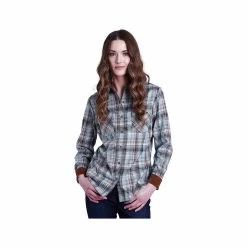 KUHL Women's Tess Flannel Long Sleeve Shirt -Casual Wear Shop 76069 EVGR EVERGREEN l