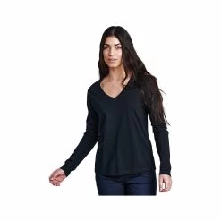 KUHL Women's Arabella V- Neck Long Sleeve Top 19 KUHL Women's Arabella V- Neck Long Sleeve Top -Casual Wear Shop 76071 BK BLACK l
