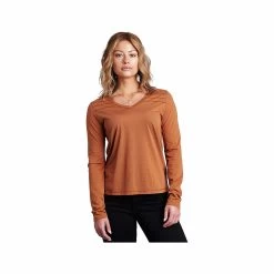 KUHL Women's Arabella V- Neck Long Sleeve Top 16 KUHL Women's Arabella V- Neck Long Sleeve Top -Casual Wear Shop 76071 COP COPPER l