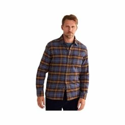 Pendleton Men's Fremont Double- Brushed Flannel Shirt -Casual Wear Shop 76636 INDIGO BRN GOLD l