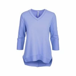 Women's V- Neck Button Back Top -Casual Wear Shop 76643 N BRIGHT PERI l