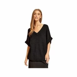 Women's Half Sleeve Knit Sweater -Casual Wear Shop 76732 BLACK l
