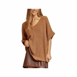 Women's Half Sleeve Knit Sweater -Casual Wear Shop 76732 MOCHA l