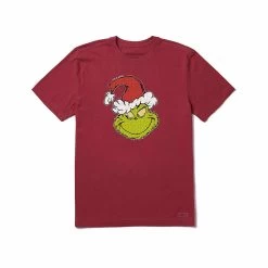 Men's Pop Art Grinch Short Sleeve Crusher T- Shirt 5 Men's Pop Art Grinch Short Sleeve Crusher T- Shirt -Casual Wear Shop 76741 CRANBERRY RED l
