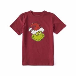 Kids ' Pop Art Grinch Short Sleeve Crusher T- Shirt 5 Kids ' Pop Art Grinch Short Sleeve Crusher T- Shirt -Casual Wear Shop 76744 CRANBERRY RED l