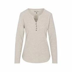 Women's Mini Waffle Notch Long Sleeve Henley Top