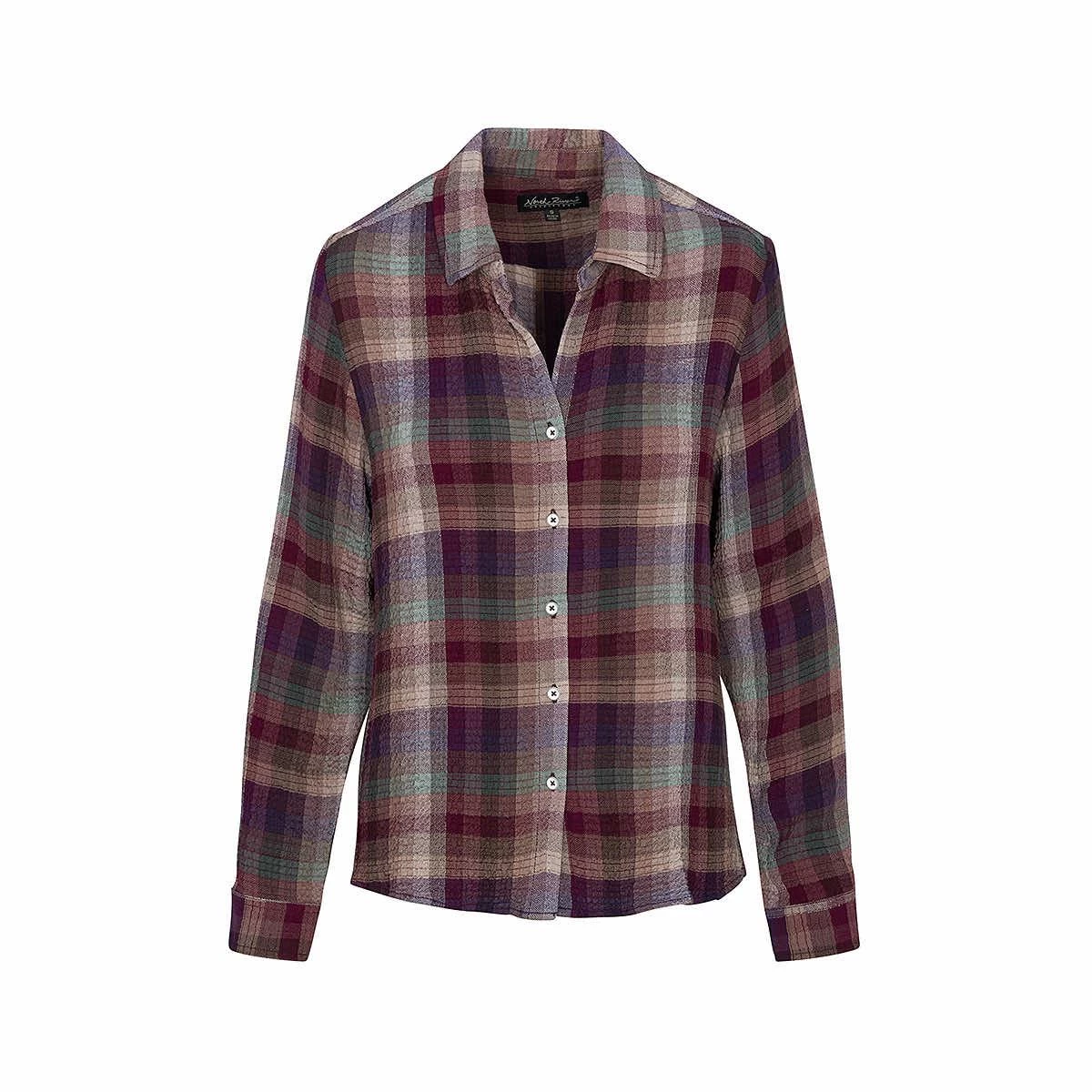 Women's Crinkle Woven Long Sleeve Shirt - Curvy 3 Women's Crinkle Woven Long Sleeve Shirt - Curvy